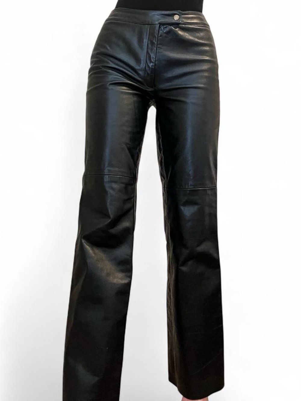 Vintage Y2K BCBG Women's Black Leather Pants Size 4